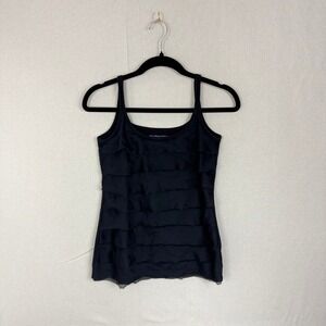 NEW YORK & COMPANY Black Tiered Ruffle Tank Top Women's Size S